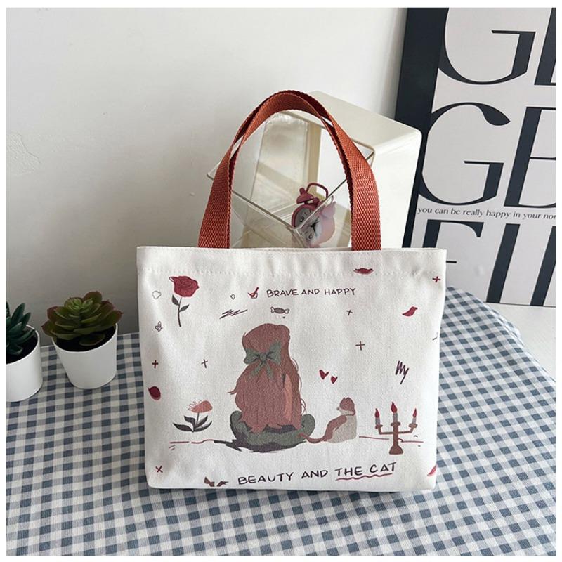 Canvas bag women's new canvas bag versatile casual hand bag bento bag work small bag