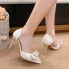 Temperament High Heels Women Pointed Head Shallow Mouth Cloth Surface Butterfly Knot Set Foot Non-slip Sandals