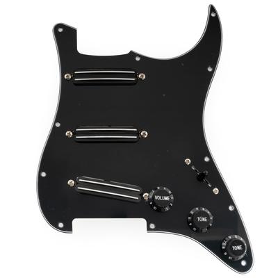 Musiclily Pro-SE ST-DPHC SSS Strat Pre-wired Pickguard for Ceramic Single-Size Humbucker Strat Electric Guitar, 3-Piece Black