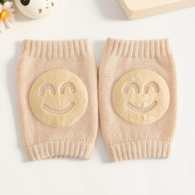 Детские наколенники Детские нескользящие махровые носки Наколенники для ползания Мультяшное улыбающееся лицо Противоскользящие наколенники