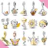 Copper Dangle Charms Yellow Series Flower Cat Dog Fit Bracelet Diy Pendants Beads For Woman Jewelry