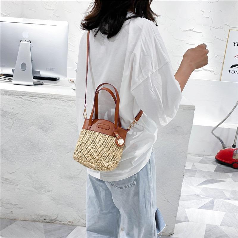 Summer straw woven big bag women's new handwoven messenger bag vacation beach bag handbag