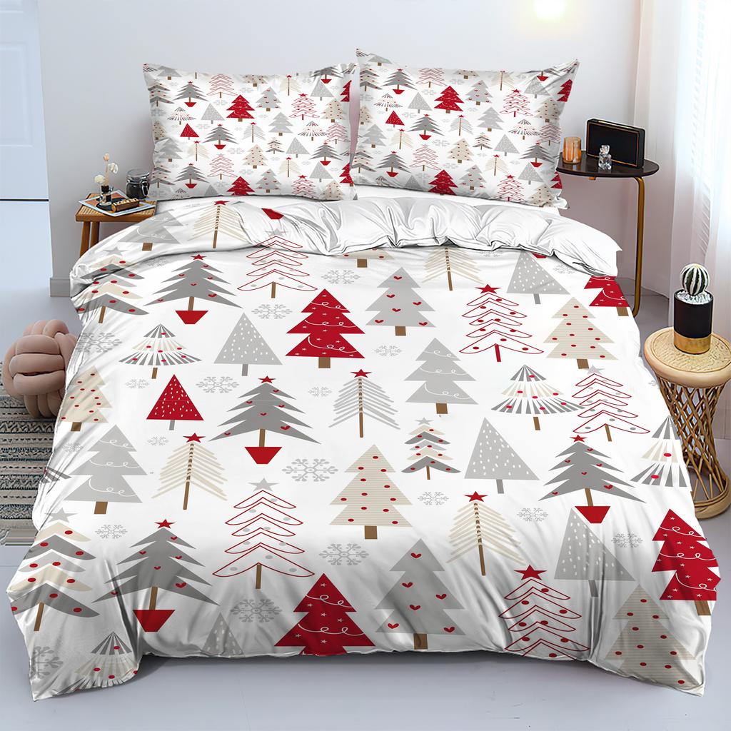 Christmas Pine Tree Snowflakes 3d Printed Duvet Cover set Christmas Style Bedding Set Soft Comfortable Quilt Cover Pillowcases