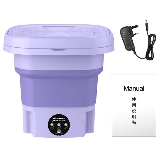 

Удобная 3-уровневая складная стиральная машина 8 л, тихий мотор, автоматическая чистка, синхронизация UK Plug фиолетовый