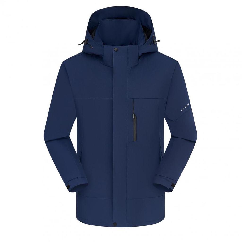 Thickened Fleece-Lined Storm Jacket: Windproof, Warm, Couple Style, Customizable Logo for Outdoor Workwear.