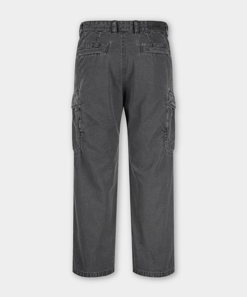 BIRBANTE Garment-Washed Cargo Chino Pants - Dark Grey