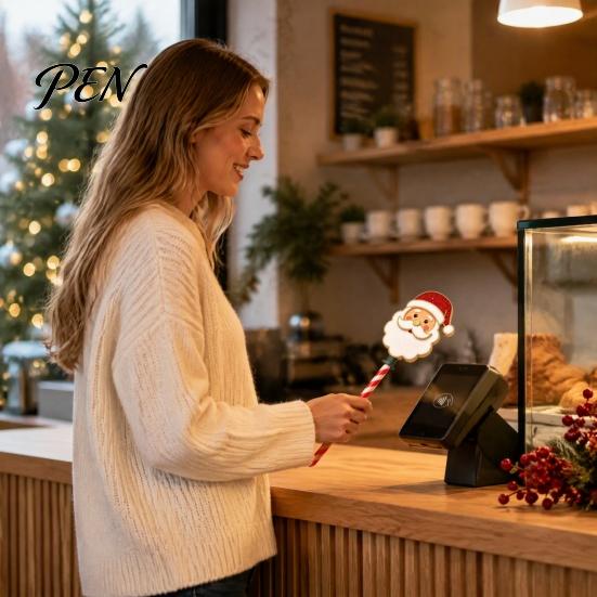Creative Christmas Gift for Magic Lovers Tap-to-Pay Wand, Candy Cane Handle Credit Card Holder, Cute Contactless Payment Wand Santa Snowman