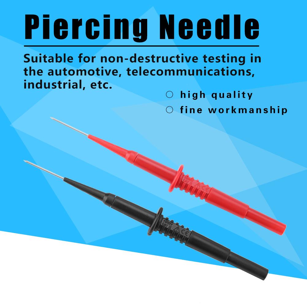P5008  2Pcs Black Red Banana Plug Socket Insulated Multimeter Testing Probe Piercing Needles