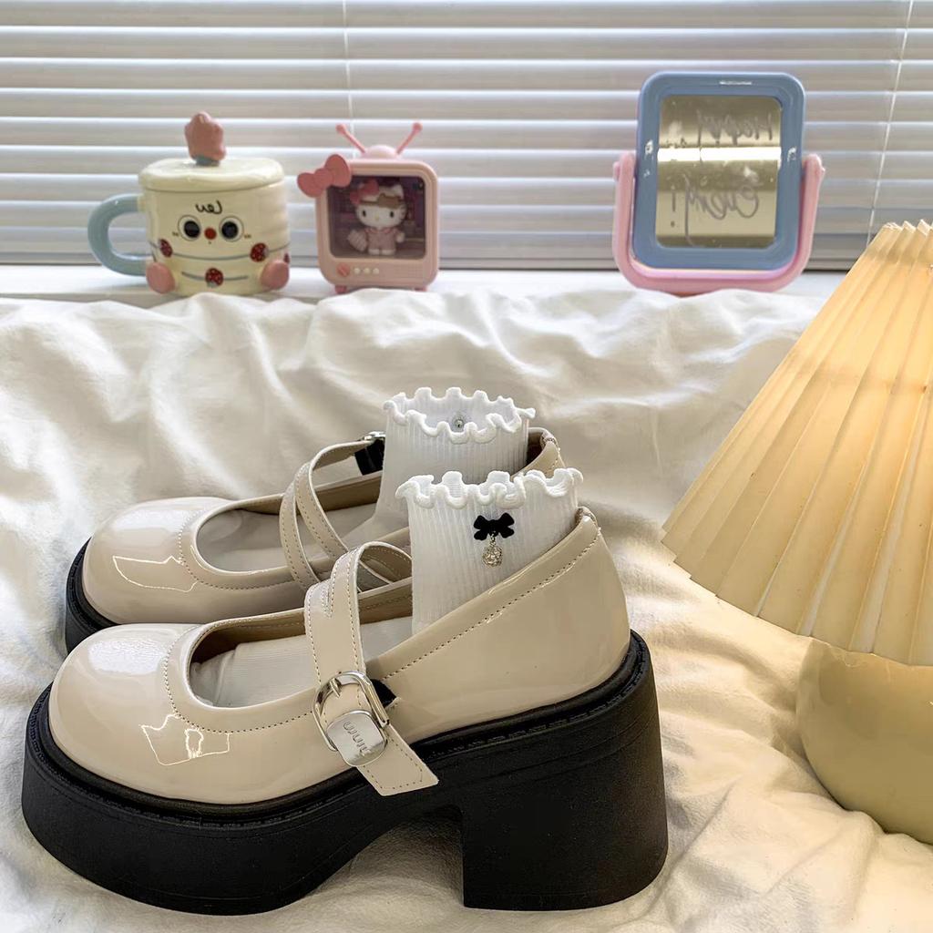 Japanese jk high heels versatile shoes women's thick heel 2025 spring and autumn new thick sole heightening retro French Mary Jane shoes