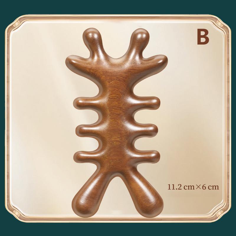 Multifunctional Meridian Massage Comb Handleless Wooden Point Acupuncture Head Comb Wide-Tooth Sandalwood Comb Massage Head