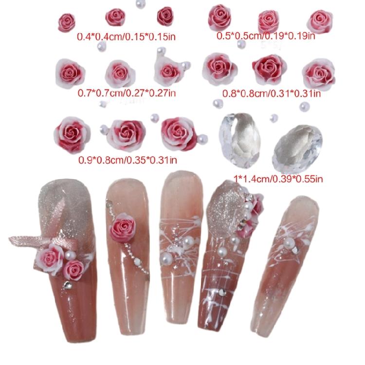 Nail Art Charms 3D Flowers Nail Art Decoration Rose Flowers Nail Charms for Home