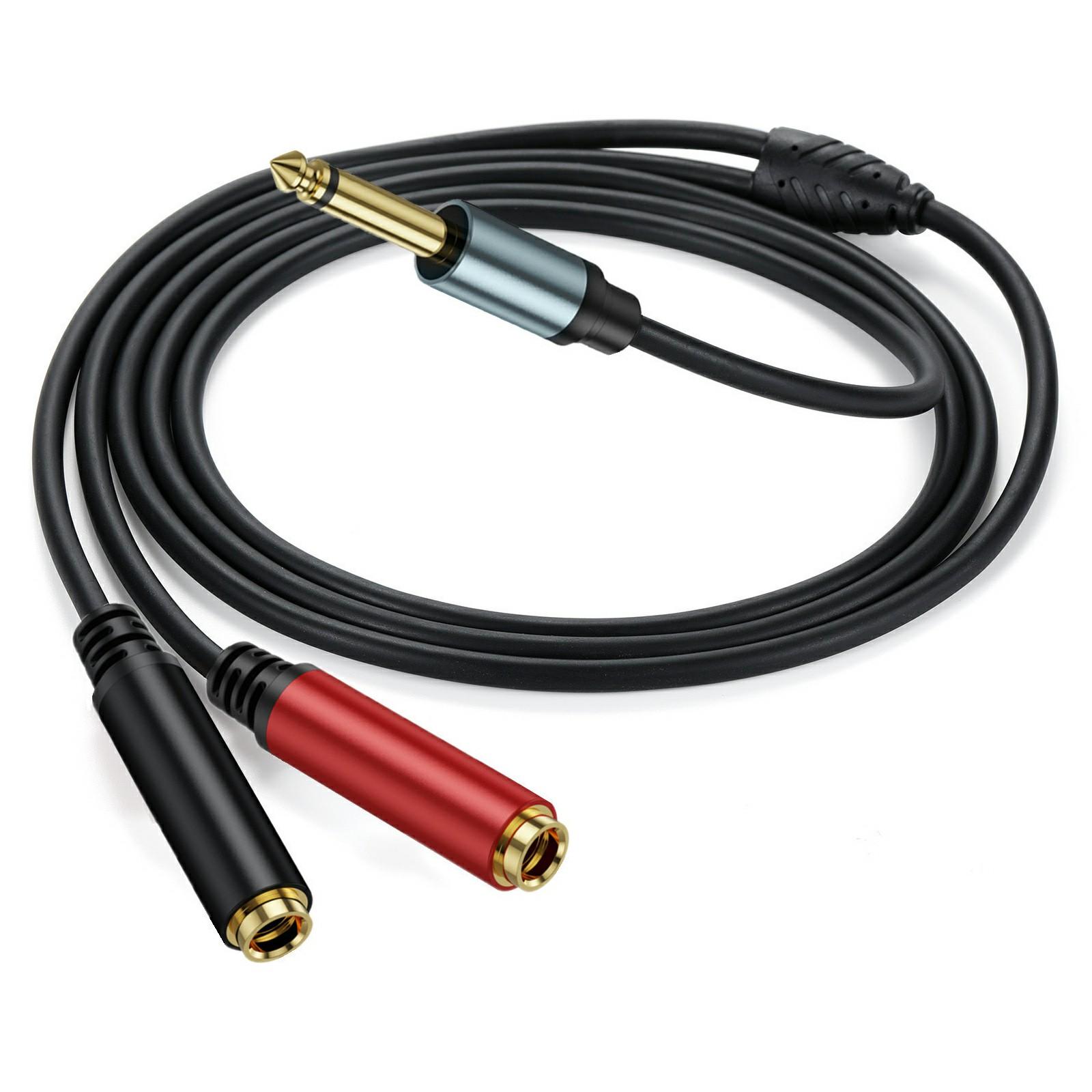 

1m 1/4 Inch TS Mono Splitter Y Cable 6.35mm Mono Male Plug to Dual 1/4 Inch 6.35mm Female Jack Wire As Shown A