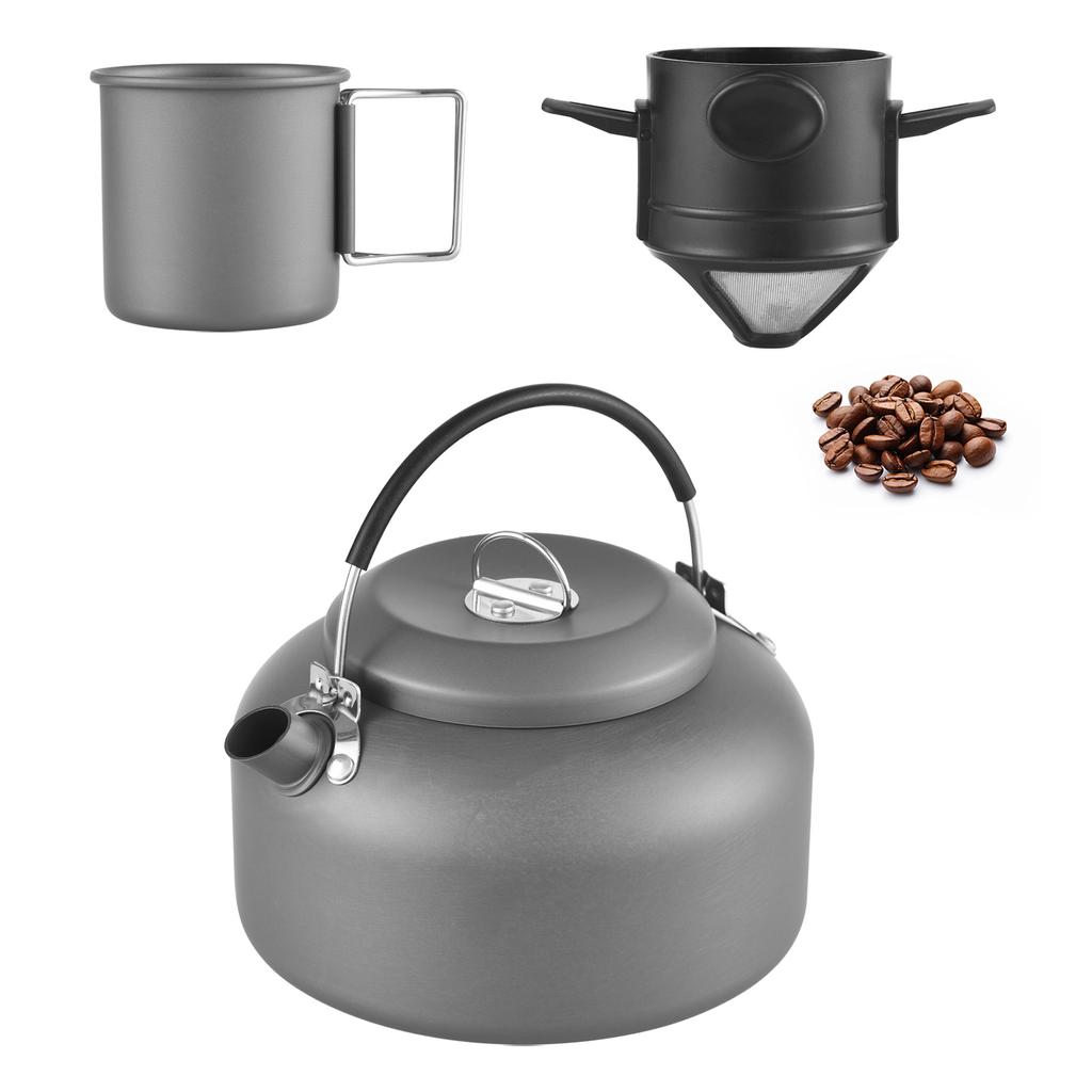 Czajnik kempingowy z kubkiem i filtrem do kawy na zewnątrz Czajnik do gotowania wody Czajnik turystyczny 1,4L