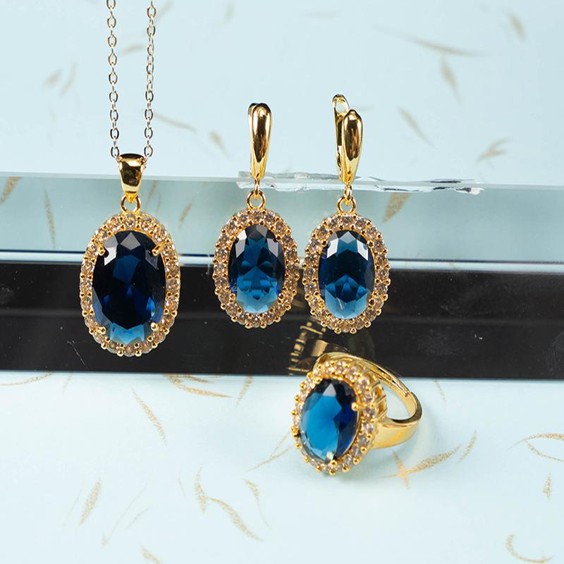 Schmuckset Halskette Ohrring Ring dreiteiliges Set hochwertiger Damenschmuck Mode Pulloverkette