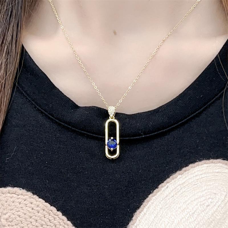 Sapphire Pendant Clavicle Chain for Women: Elegant, Versatile Necklace