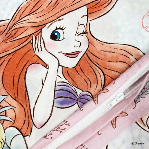 MORIPiLO Children's Pillowcase, Low-Profile, Disney Ariel and Flounder, Pink, Approx. 28x39cm, Skin-Friendly 100% Cotton, Washable, Character Merchand