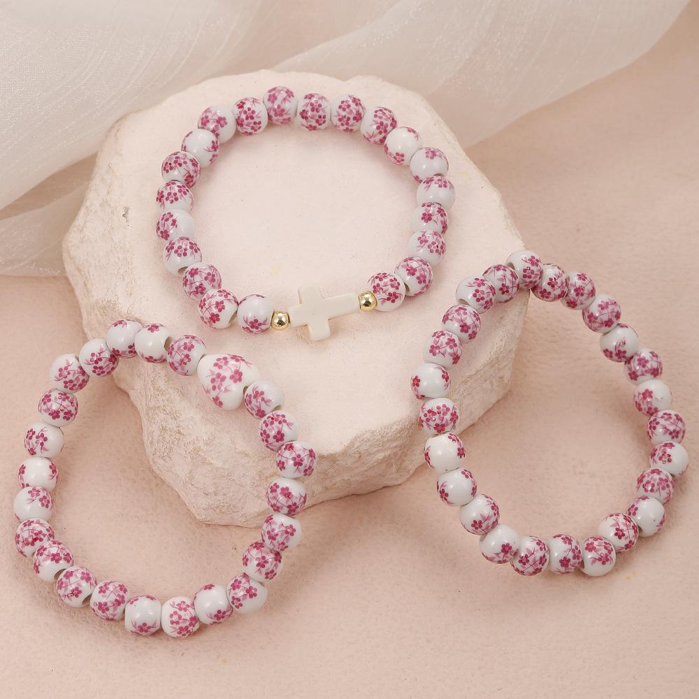 Bracciale in Ceramica Porcellana Bianca e Blu con Motivo Floreale - Elegante Accessorio d'Amore Unisex