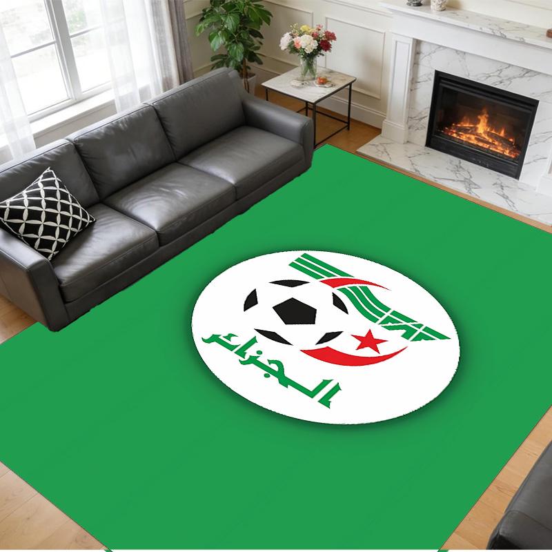 Anti‑Slip Crystal Velvet Floor Rug, Algeria National Team Design Carpet for Indoor Living Bedroom Home Decoration