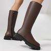 Tall Knee High Boots Women Platform Thick Low Heels Riding Boot Autumn Winter Warm Long Shoes Ladies Black Brown Comfortable