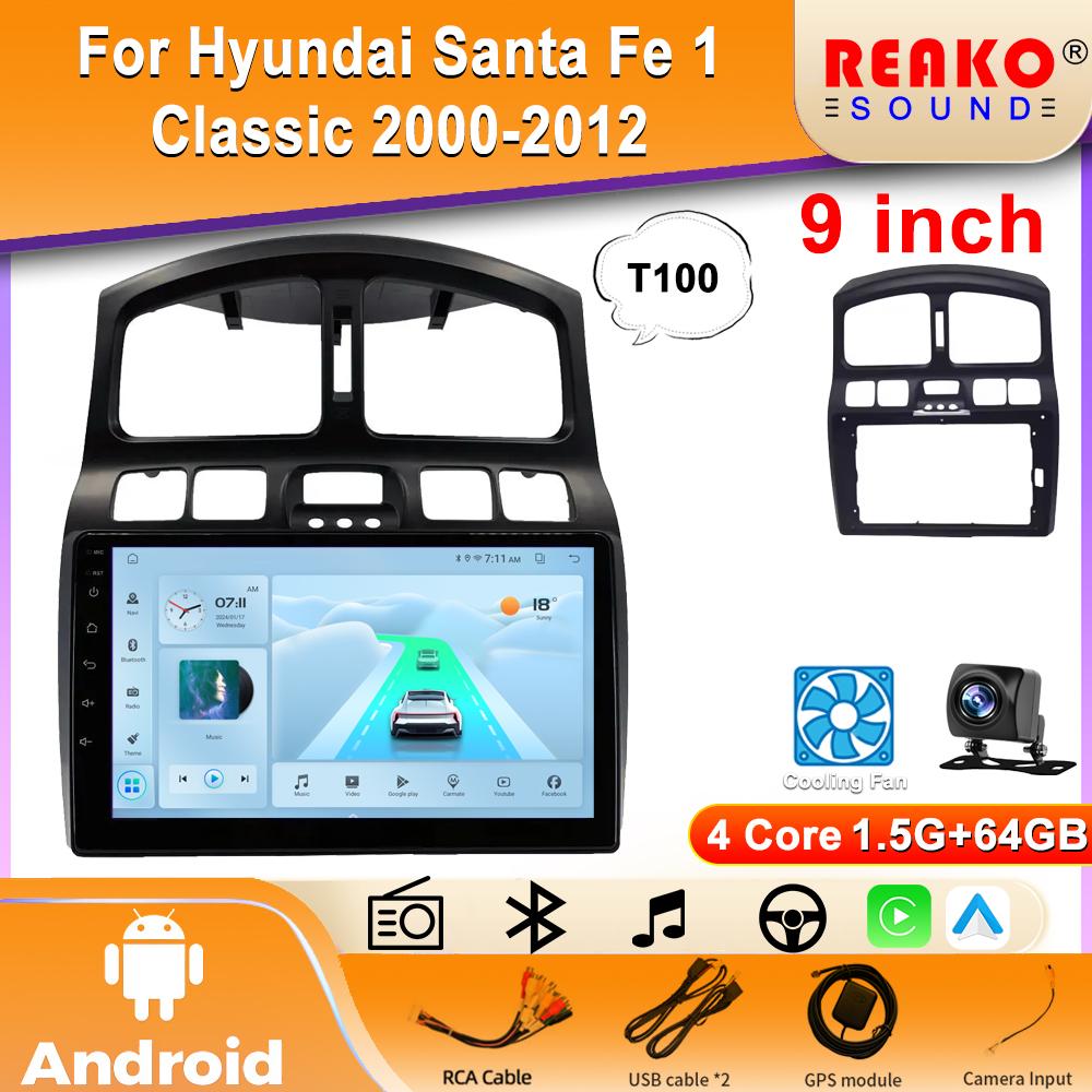 Wireless Car Stereo for Hyundai Santa Fe 1 Classic 2000-2012 CarPlay Android Auto IPS Touchscreen Car Radio with Backup Camera GPS