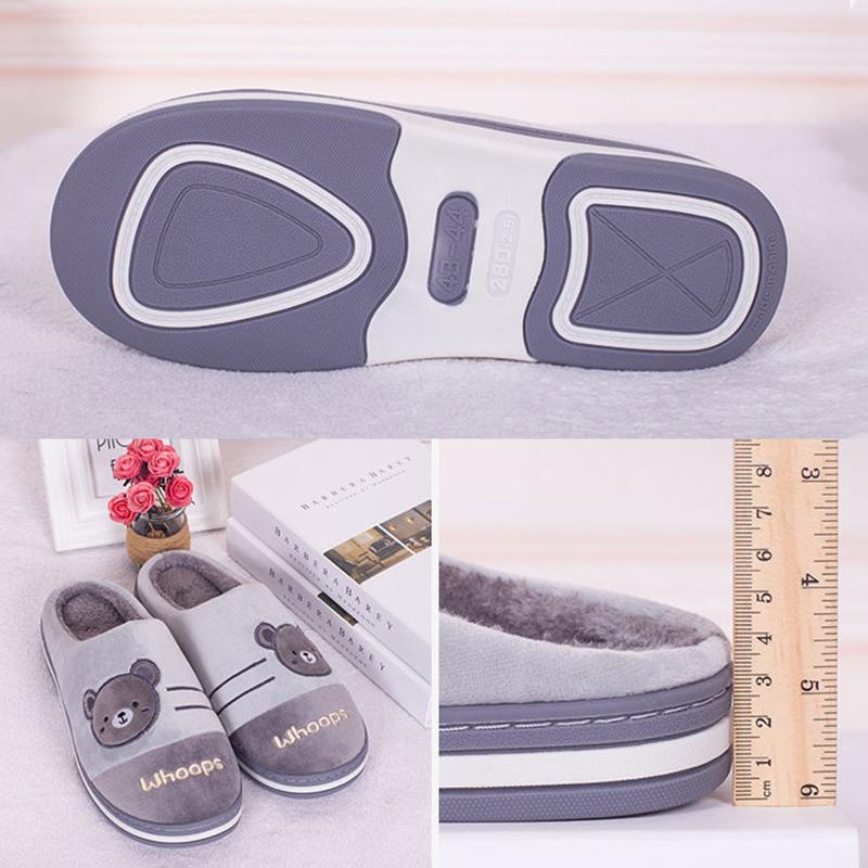 Herfst en Winter Koppels Huis Warme Antislip Katoenen Pantoffels Grote Maat Dikke Zool Schattige Indoor Katoenen Pantoffels