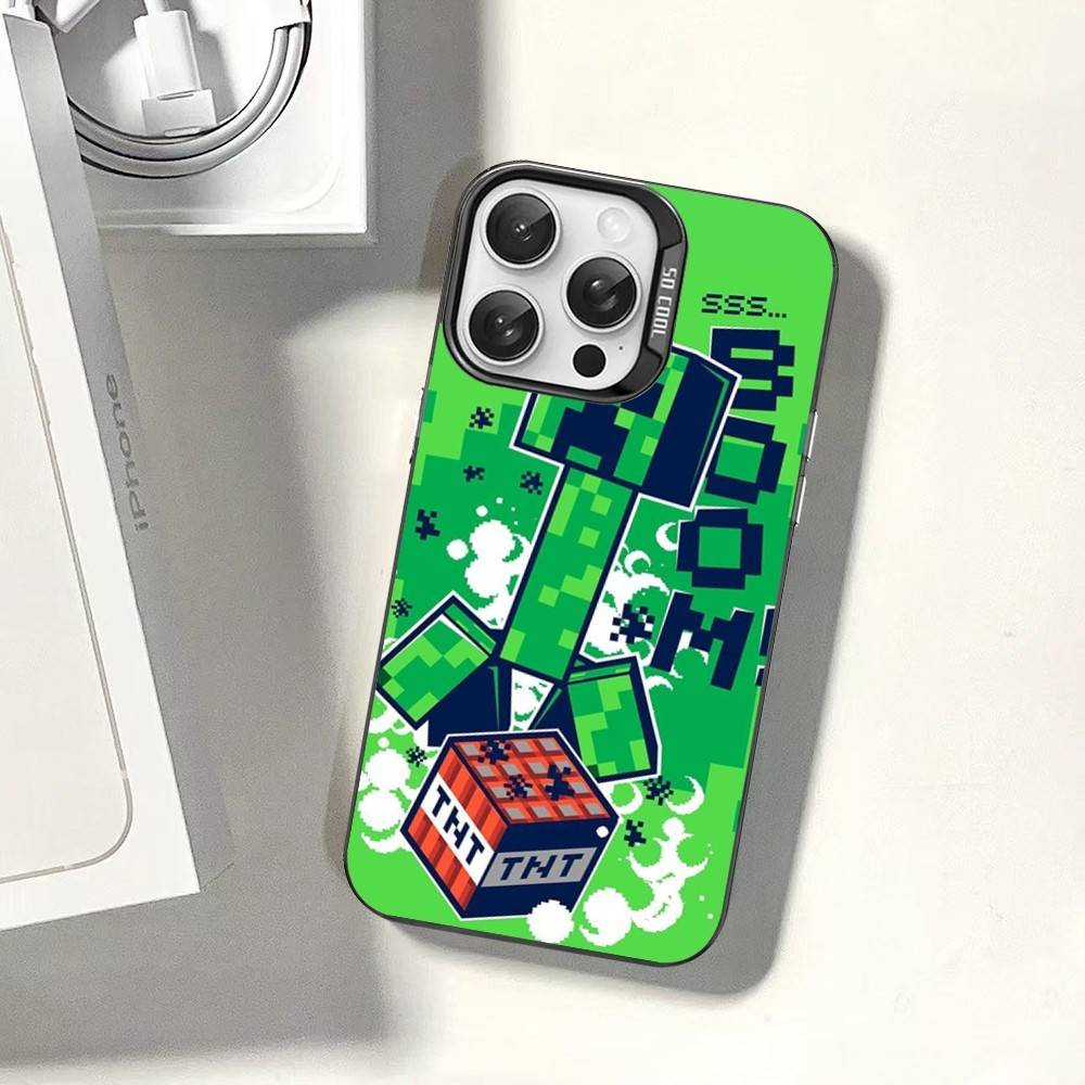 Game M-Minecraft Phone Case For IPhone 17 16 15 14 13 12 11 Pro Max Plus Color Silver Cover