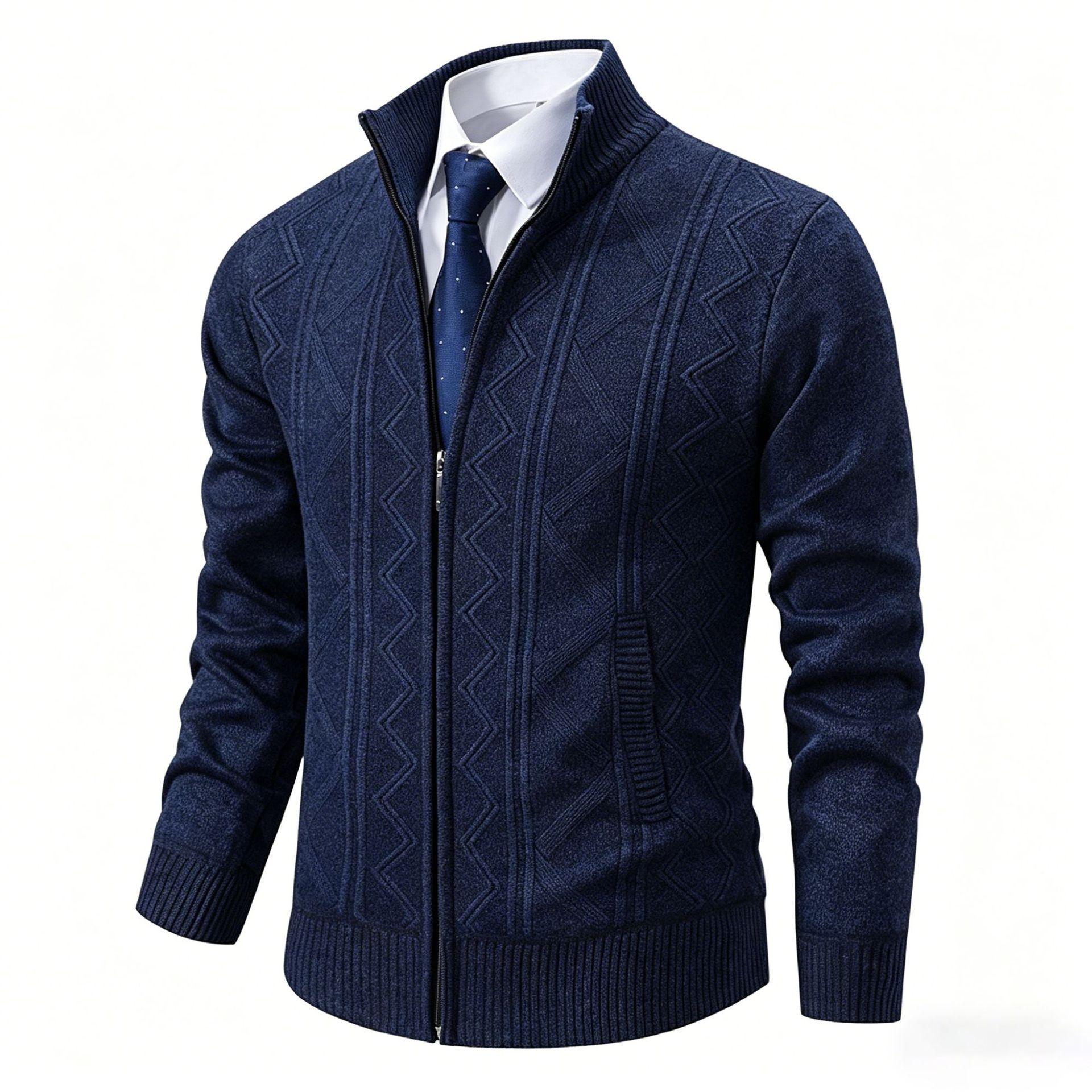 Men S Thick Fleece Knit Cardigan Casual Winter Sweater Coat M