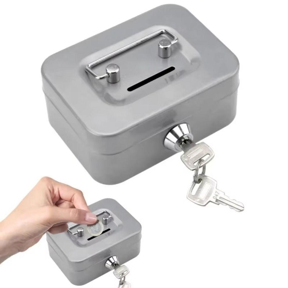 Metal Money Safe Case with Key Storage Box Coin Box Lockable Cash Box  Home Use