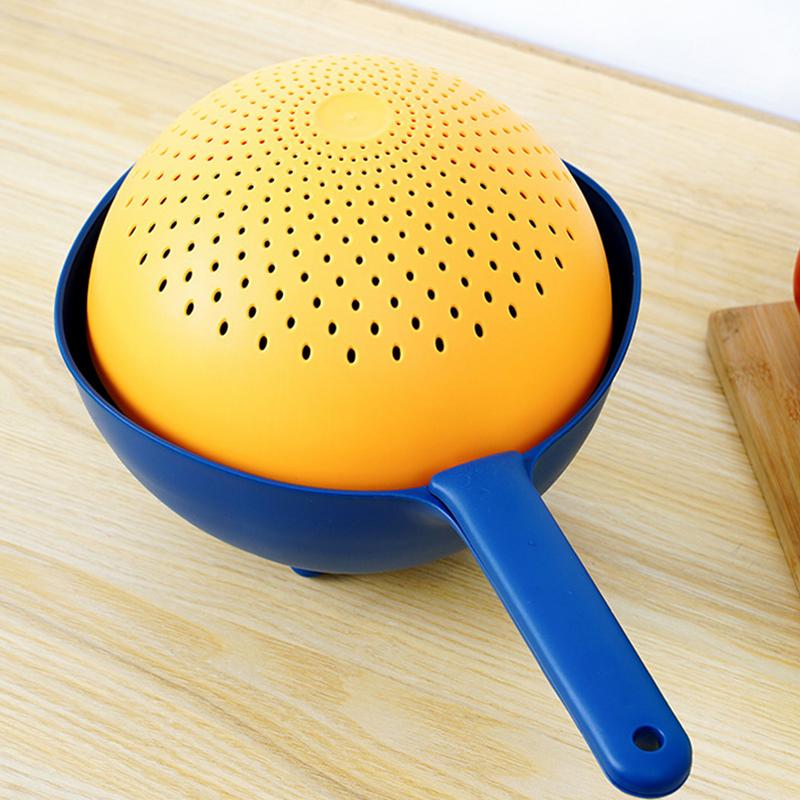 Rice Colander Strainer Large Capacity Strainer Bowl With Double Layer Space-Saving Sink Colander Portable Strainer Basket Food