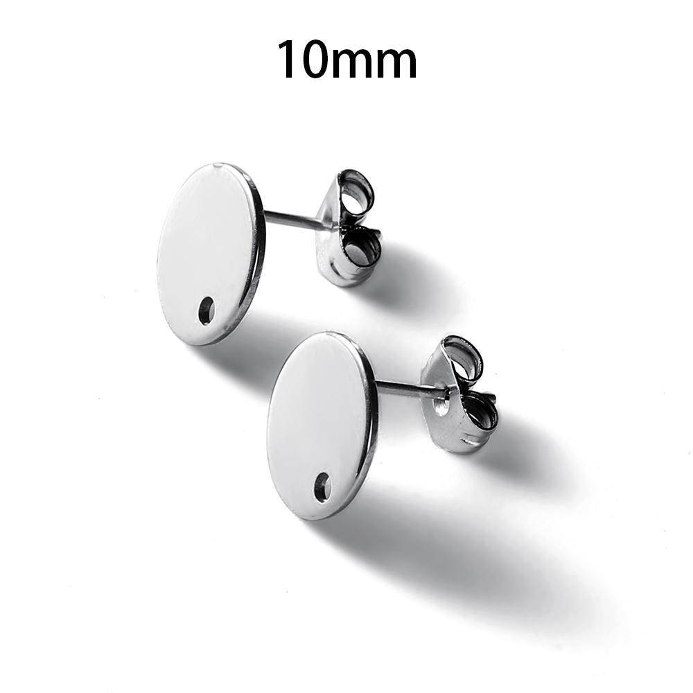 10pcs/lot Gold Color Stainless Steel Heart Drops Round Hole Ear Studs With Earring Plug For DIY Jewelry Making Accessories