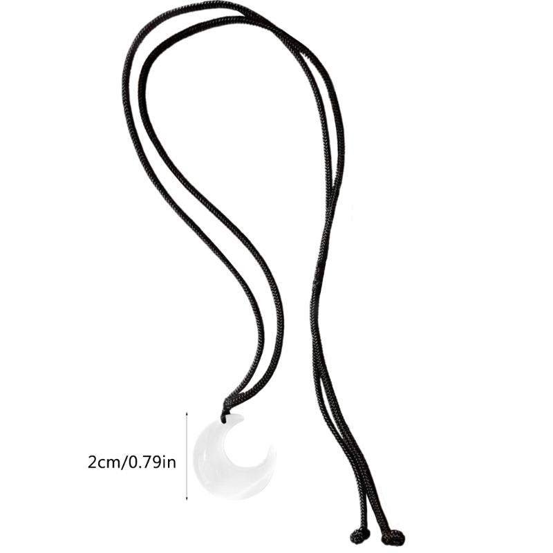 Fashion Crystal Crescent Moon Pendant Necklace Adjustable Black Rope Choker Elegant Clavicle Chain Necklace Jewelry