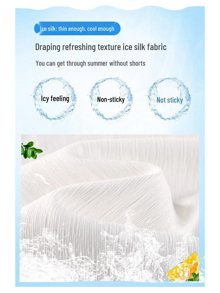 Real Shot 2026 Summer Ice Silk Sun Protection High-Waist Wide-Leg Suit Pants for Women