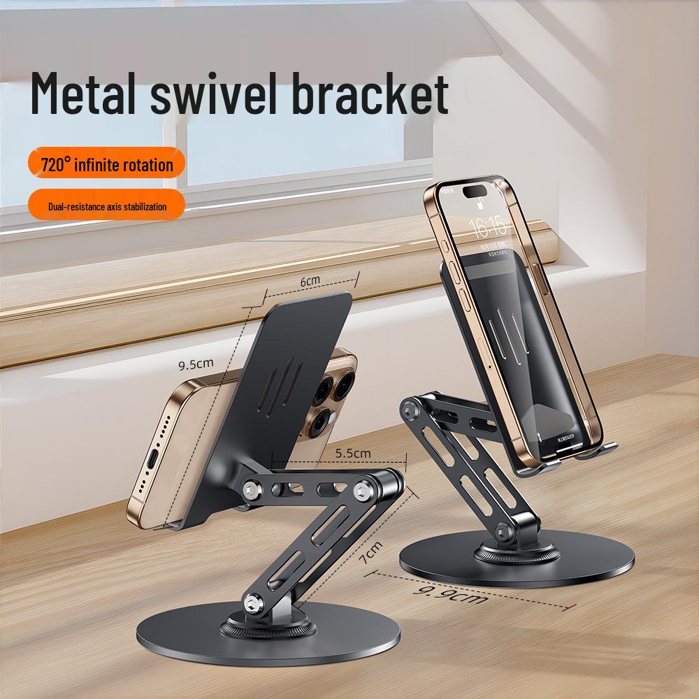 Rotatable Metal Phone & iPad Holder for Desktop - Portable, Folding, and Perfect for Live Videos