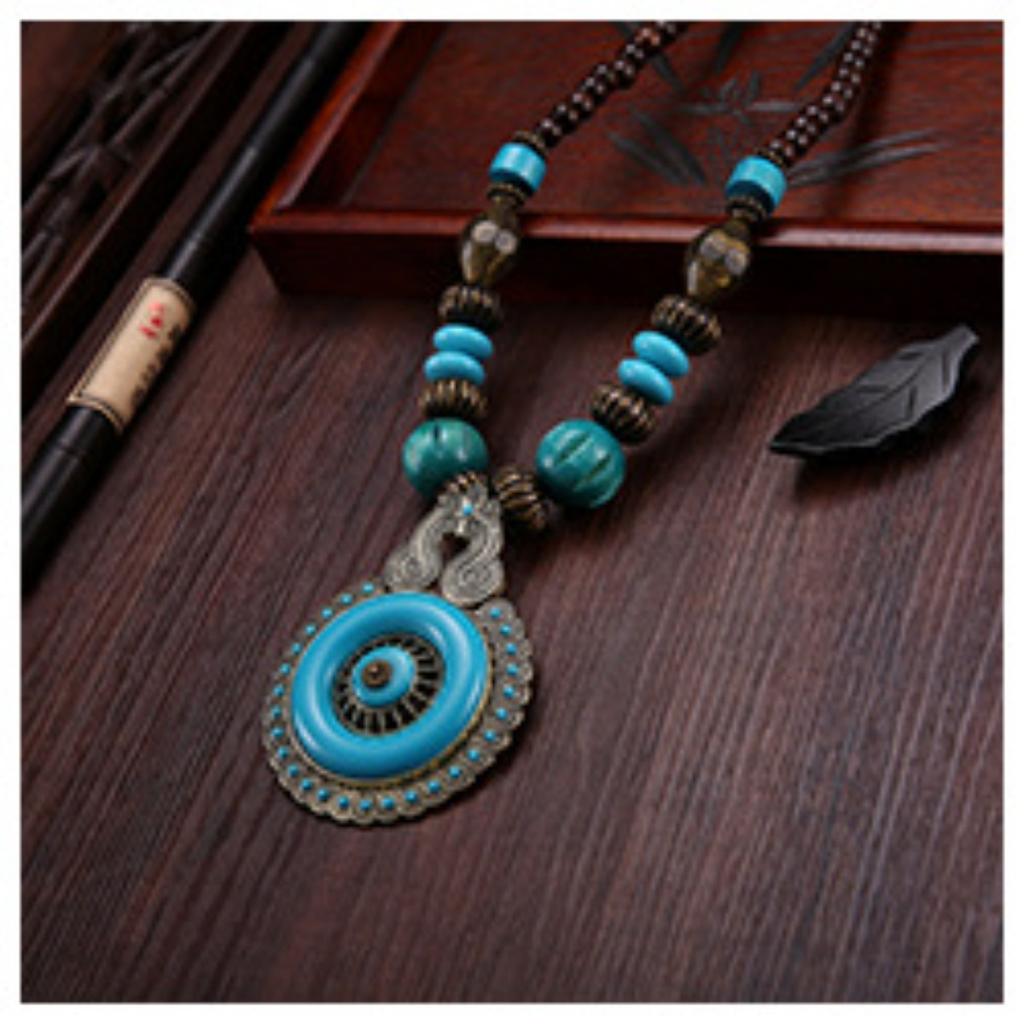 Landie Yunnan Tibetan Ethnic Style Bohemian Necklace Bead String Performance Pendant Accessories