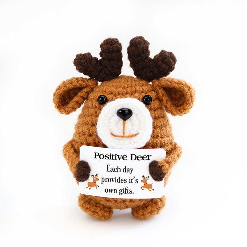 Cute Positive Sheep Emotional Support Positive Crochet Animals Bookshelf Decorations Handmade Gift