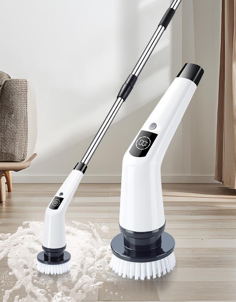 Electric Multi-Function Scrubber with Replaceable, Extendable Heads for Floor Cleaning