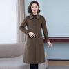 Elegant Pure Color Double Faced Wool Coat Women Slim Fit Mid Long High Quality Autumn Winter Trench Coat