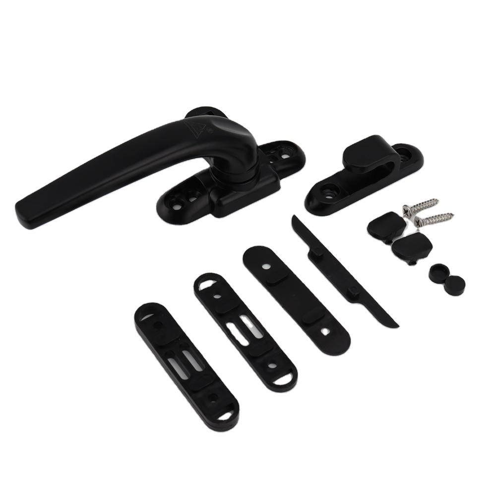 High Quality Casement Window Aluminum Zinc Alloy Black 7-Shape Fixed Lock Hook Lock Window Handle Aluminum