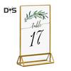 Acryl-Schildhalter, doppelseitig, goldener Bilderrahmen, Tisch-Schildhalter, transparenter Displayständer für Flyer, Menüs, Hochzeitstischnummernhalter