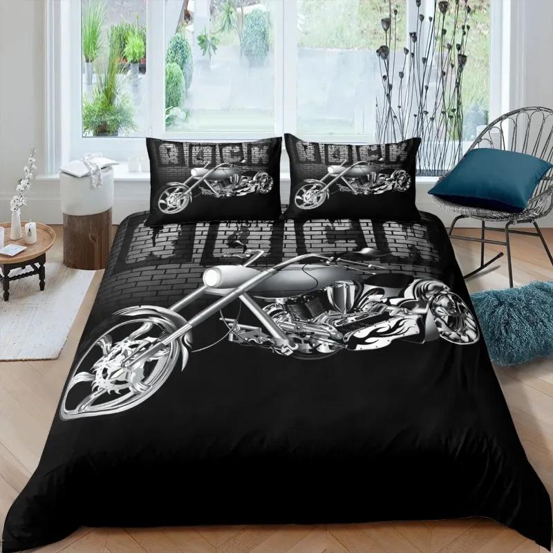 Comforter Popular Bedroom Bedding Set For Men Super Cool Motorcycle Tractor Bedding Set Luxury 100% Polyester Bed Sets S