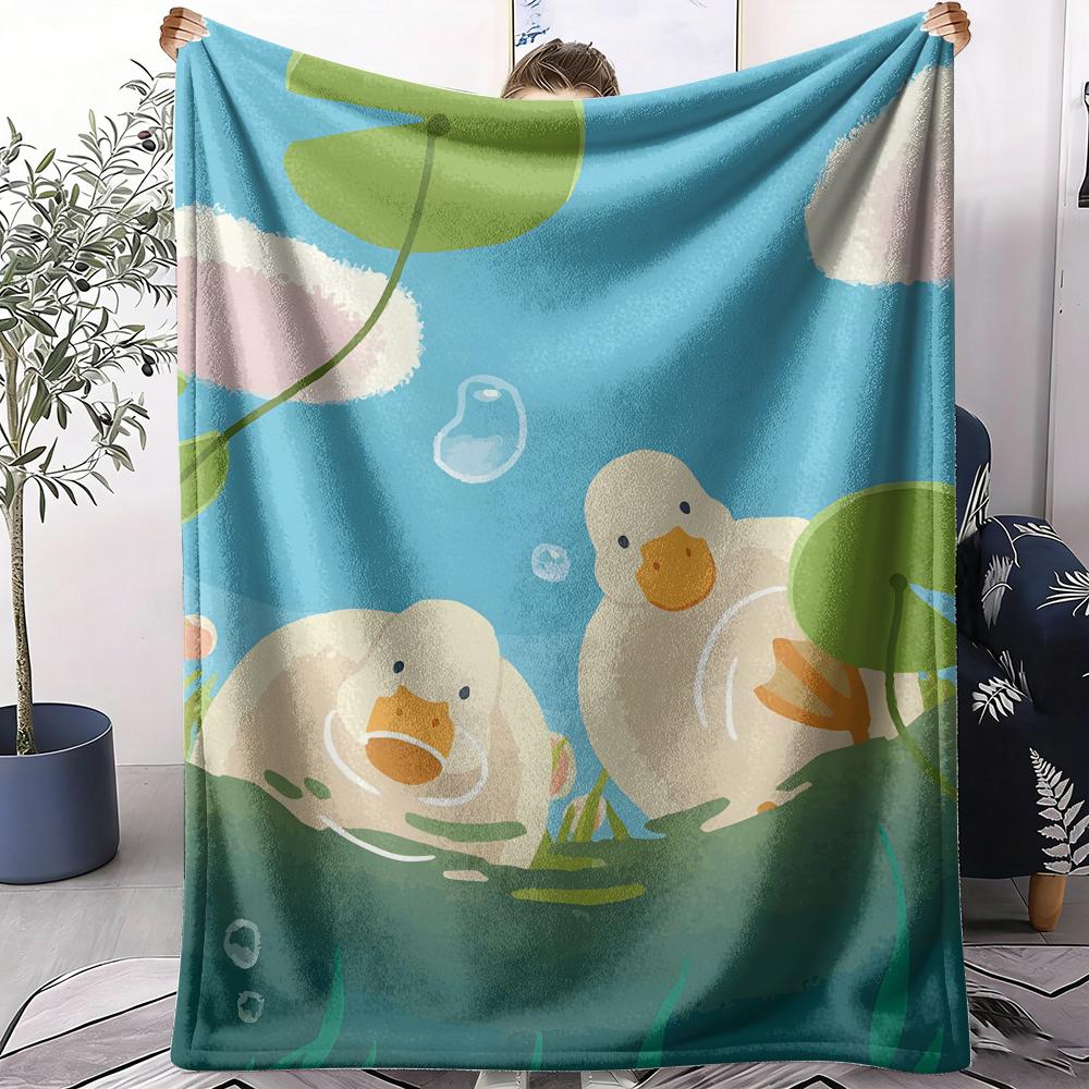 Two Cute Ducks Throw Soft Flannel Throw Summer AC Blanket Lightweight Cool Nap Blanket for Sofa Bed Couch Travel 75X95CM