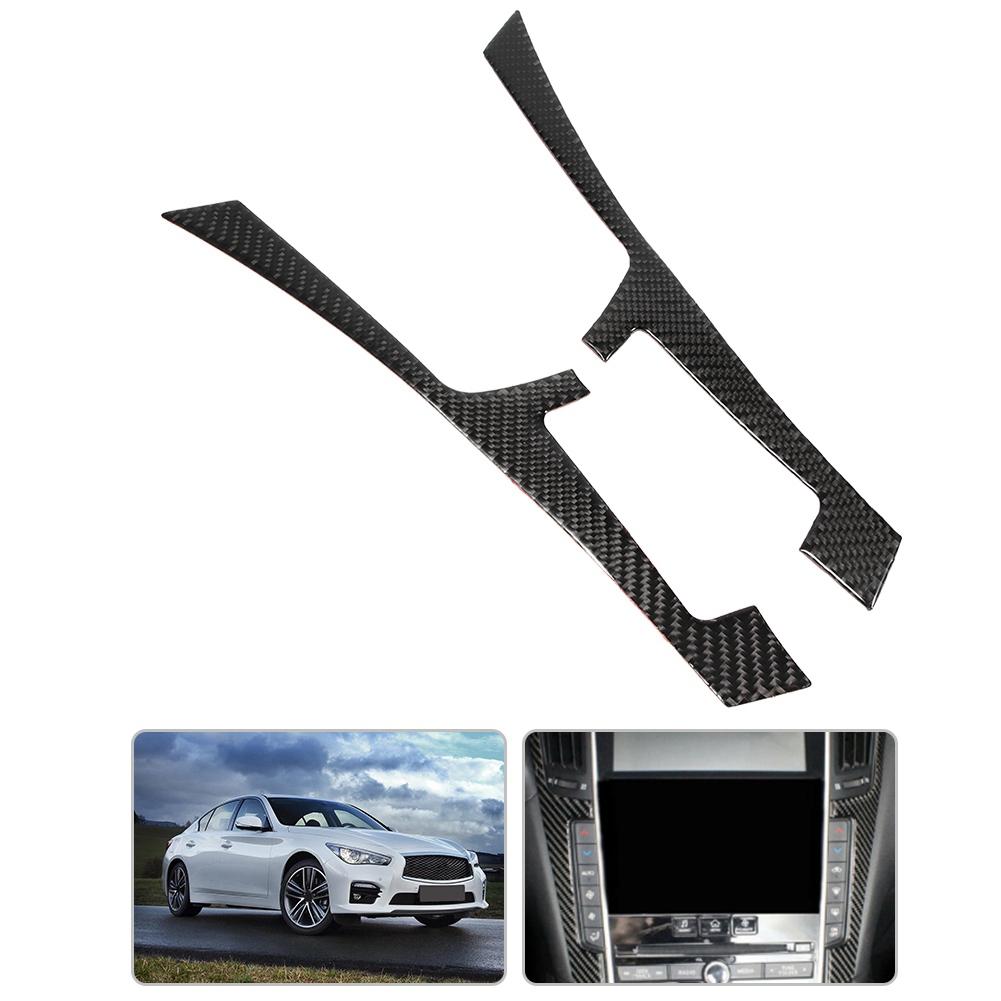 2pcs Carbon Fiber Interior Center Control Cover Trim Fit for Infiniti Q50 Q60 13 19