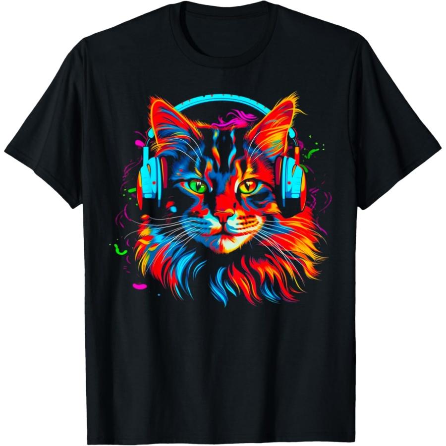 Maine Coon Cat DJ T-Shirt S