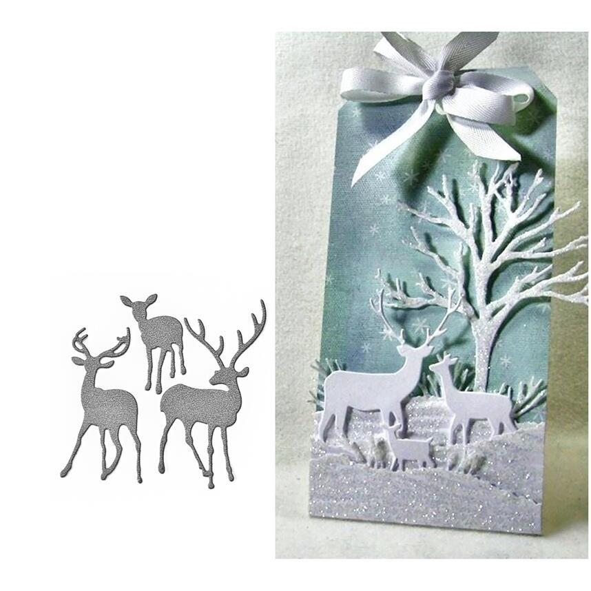 3pcs/lot Deers Metal Cutting Dies Set for DIY Scrapbooking Greeting Card Making Paper Embossing Craft