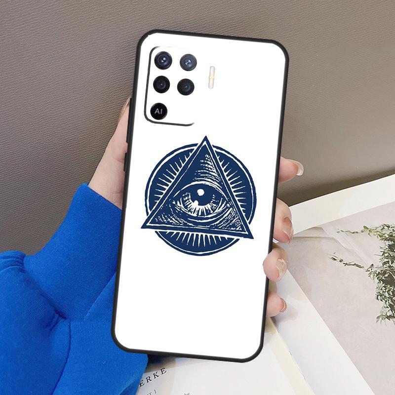 Illuminati Eye Occult Pyramid Case For Oppo A94 A74 A54 A80 A60 A40 A18 A38 A58 A78 A98 A96 A76 A16 A15 A17 A57 A77 A5 Pro