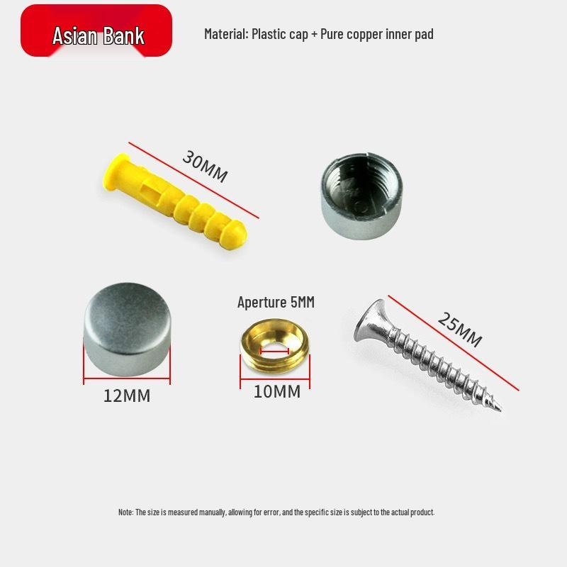 Decorative Glass Mirror Nail Caps: Thickened Flat Screws for Bathroom Signs