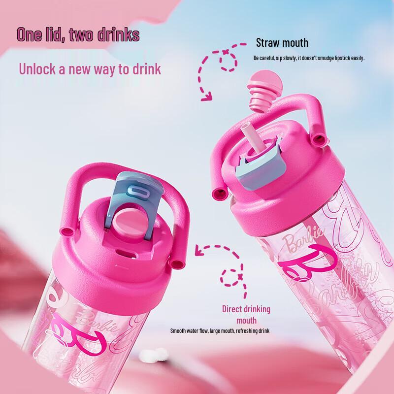 GEMINI Barbie Pink Straw Water Bottle