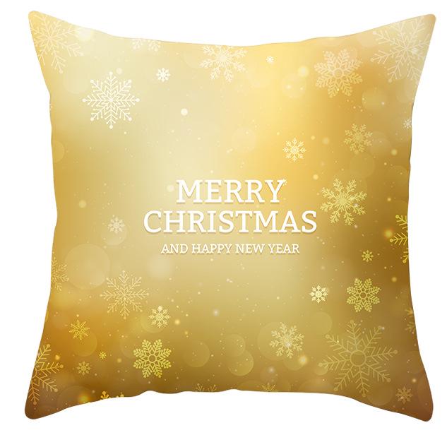 New Christmas Golden Snowflake Peach Leather Velvet Pillowcase Home Sofa Pillow Cushion Cover