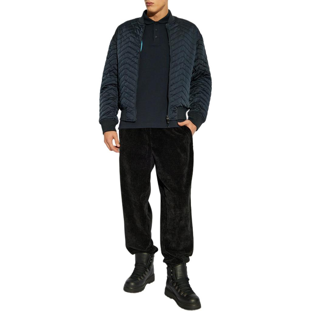 Emporio Armani Ea7 Solid Logo Label Pullover Long Sleeve Polo Shirt Men Tops Blue 8NPF15-PJVQZ-1562