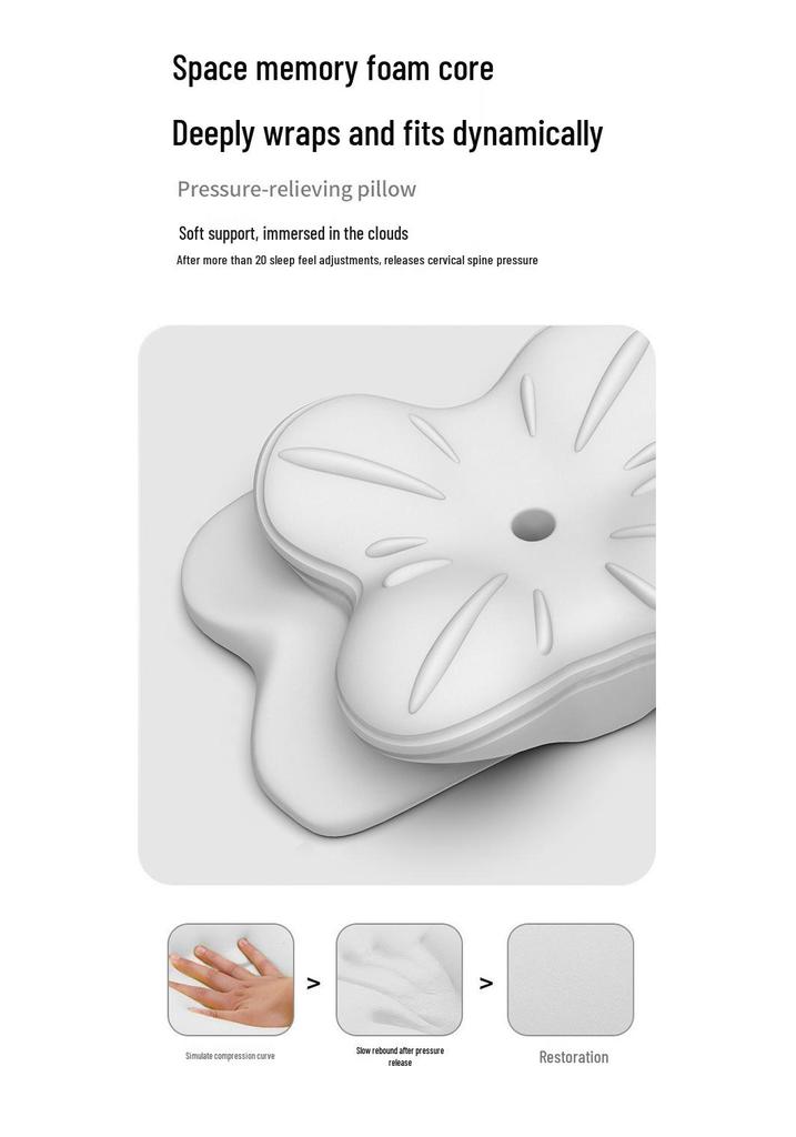 Butterfly Memory Foam Neck Pillow for Side/Prone Sleeping - Slow Rebound, Skin-Friendly, and Breathable for Cervical Support